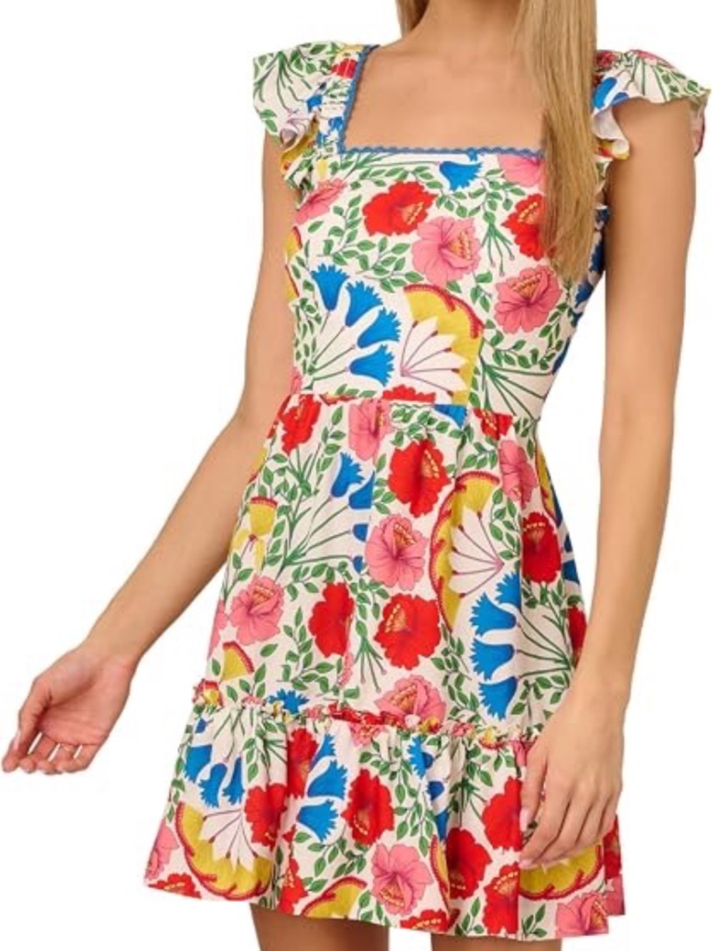 Adrianna Papell Flutter Sleeveless Short Dress